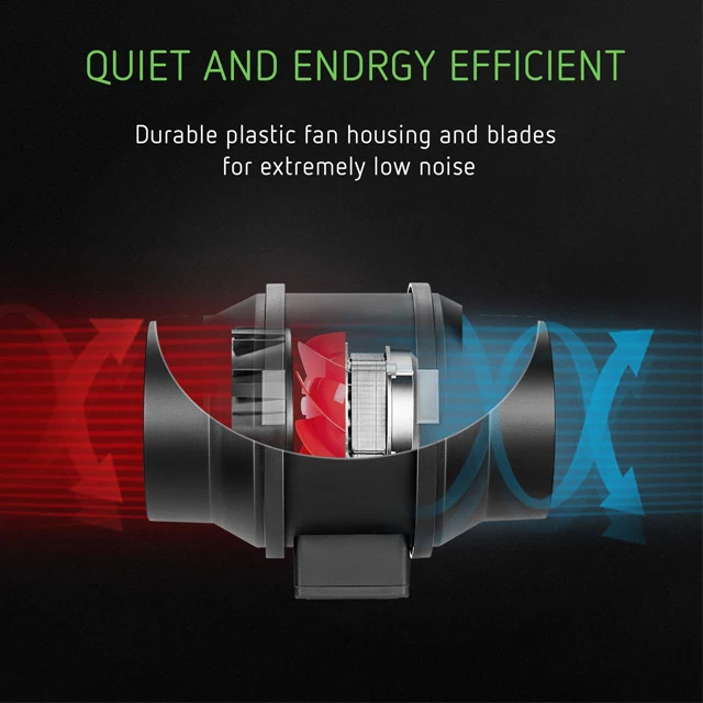 AC Motor 395CFM inline fan 6 dimmable fan inline  fan duct quiet for grow tent