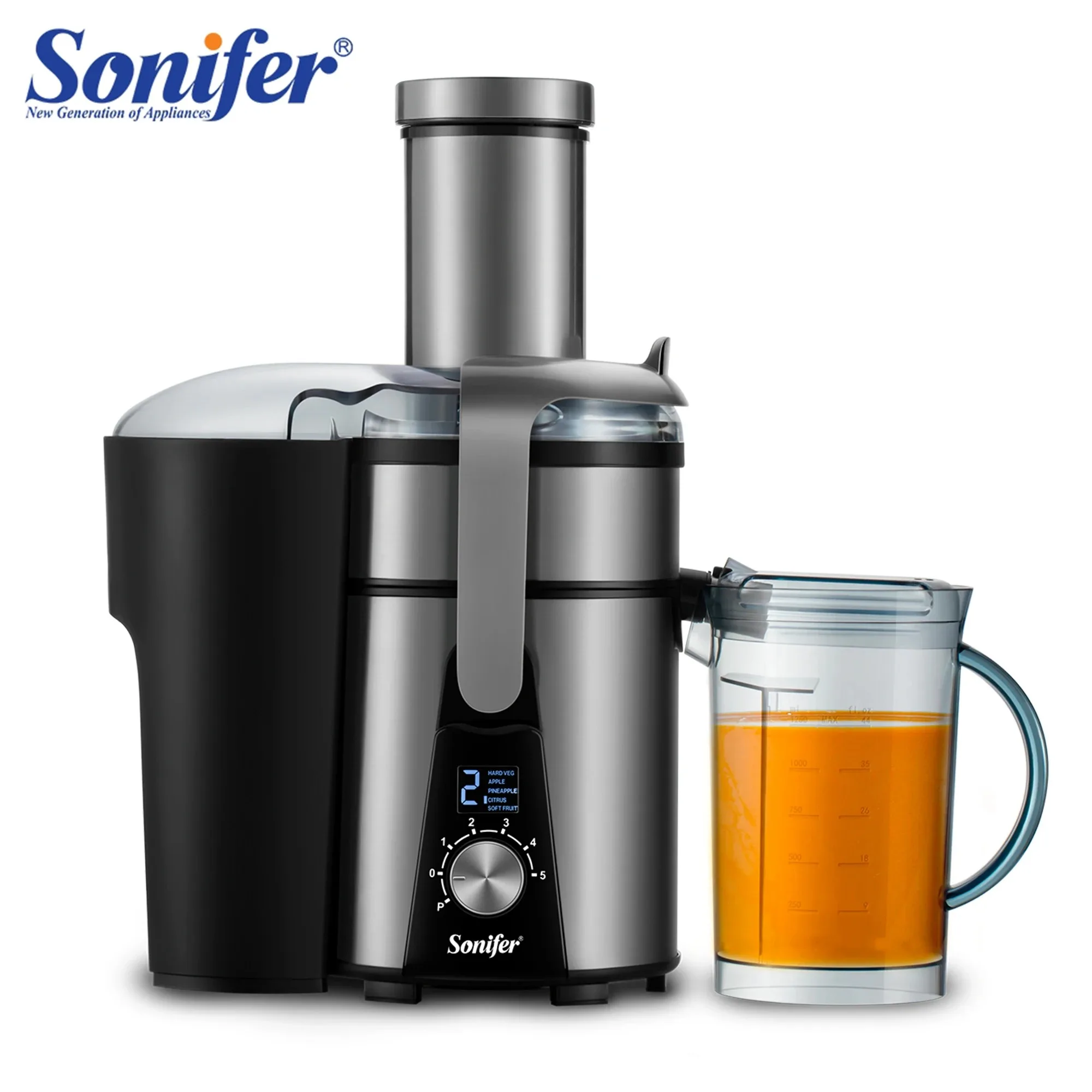 Sonifer SF-5536 new home use 1300W powerful motor digital control electric carrot juicers fruit extractors