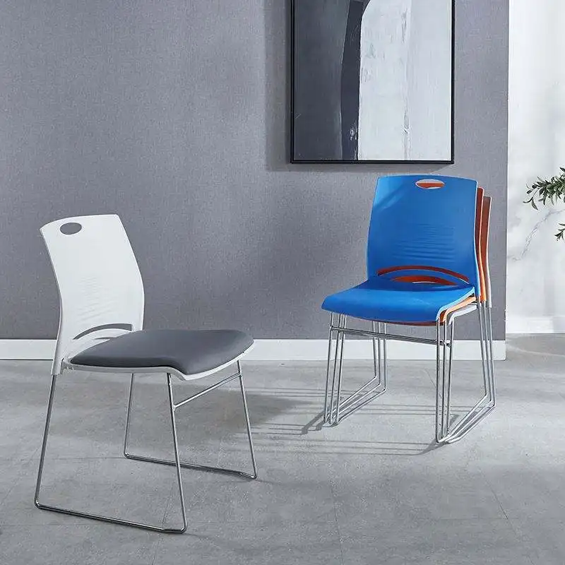 Cheap Modern Waiting Train Room Executive Furniture Stackable Armless Metal Sled Base PP Plastic Office Visitor Chair