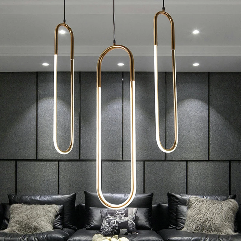 L4u Decorative Modern Stylish U Type Glass Pendant Light Contemporary Indoor Lighting Fixture Hanging Lamps for Cafe Restaurant