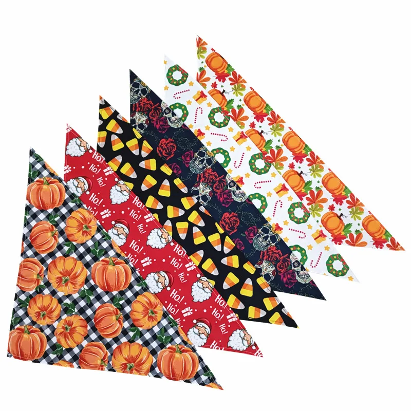 Thanksgiving Dog drool Scarf scarf Christmas Pet triangle scarf Halloween cat and dog bib
