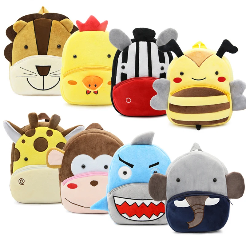 Instagram hot sale zoo cute children backpack kindergarten schoolbag early education school stuffed plush animal bag for kids