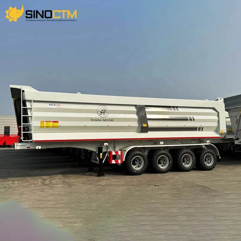3/4 Axle 30CBM 100ton Semi-Trailer for Transport Rear Tipping Dump Trailer for Moving Sands Stones