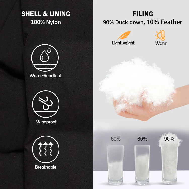 Custom Outdoor Mountain Waterproof Padded Down Coat Hoodie Puffer Bomber Jacket Snow Man Down Jackets