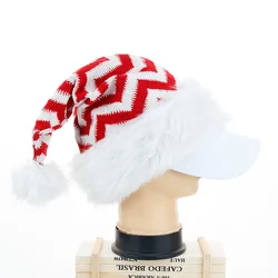 Hot Selling Christmas Cosplay Party Holiday Women/Men Big ball Plush knitted Christmas santas hat