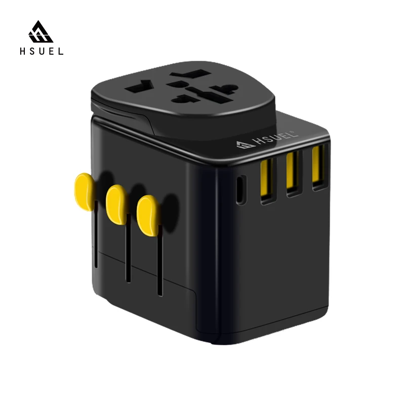 White 30W Earthed Universal Travel Adaptor with 18W QC&PD 3.0 Type C,3USB ports