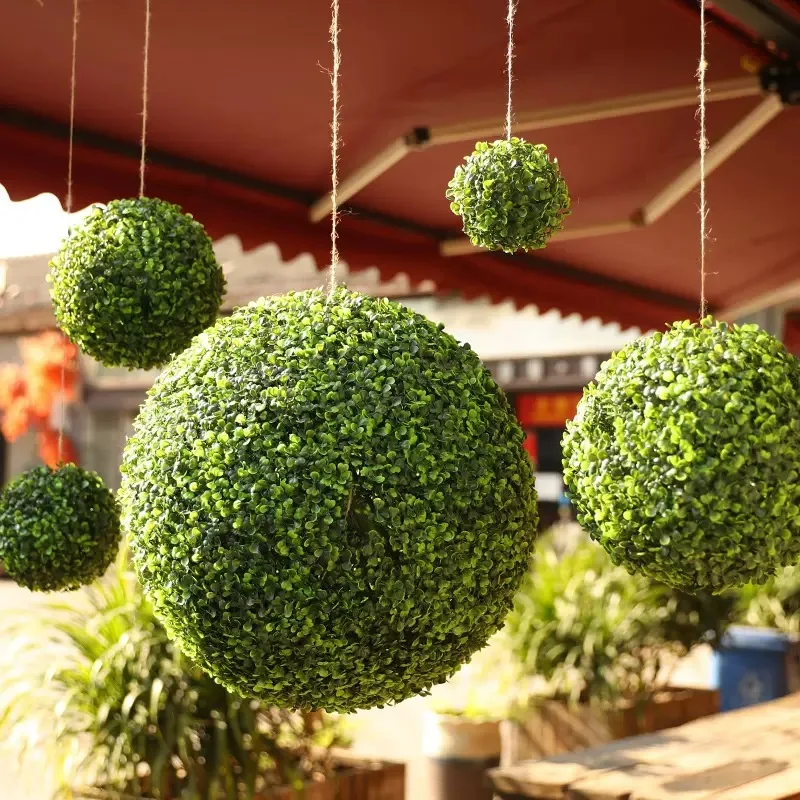 Eco-Friendly PE Factory Outlet Grass Ball Artificial Boxwood Ball Green Artificial Topiary Ball Home Decor