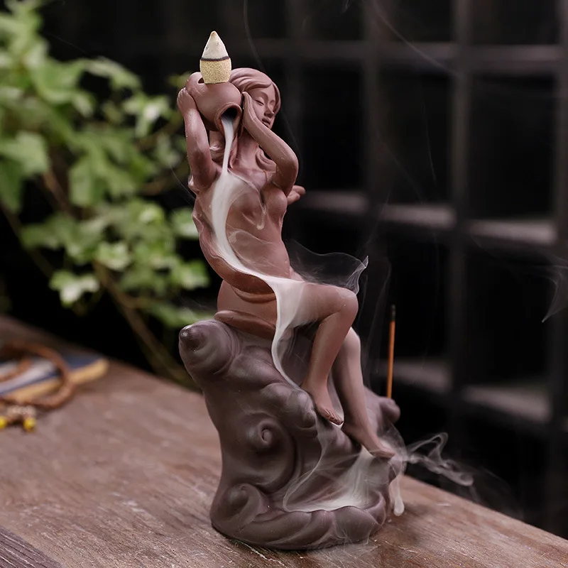 Ceramic Incense Burner Incense Holder Burner Beauty Conch Incense Burner Ceramics Mermaid Desktop Ornaments