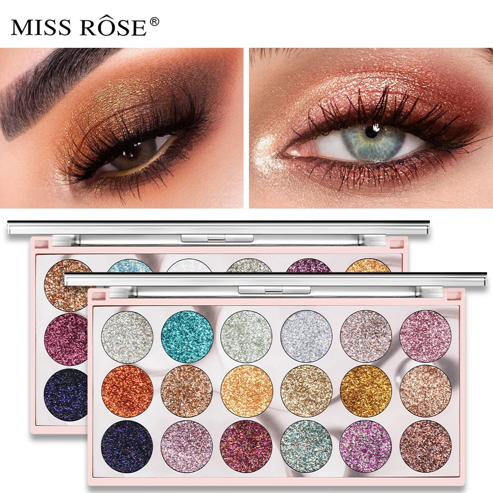 Miss Rose Shimmer Glitter Diamond Sequin Eye Shadow Powder Palette Waterproof Long Lasting Pigmented Makeup Sets