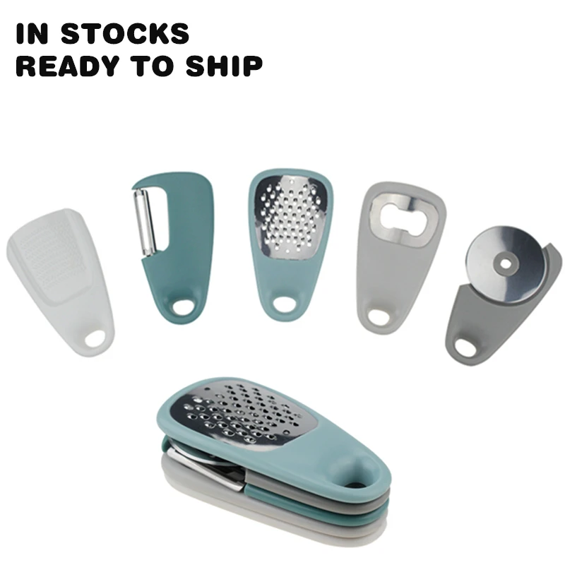 DG-9328 Grater Garlic Grinder Pizza Cutter Bottle Opener Vegetable Peeler Space Saving Cooking Tools 5 Piece Kitchen Gadget Set
