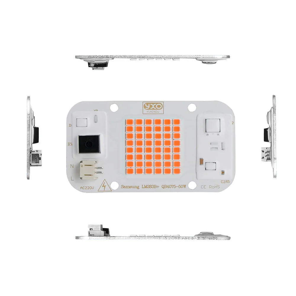 YXO Full spectrum led cob Светодиодная лампа шарик 50 Вт переменного тока светодиодный чип светильник 220V 660nm 395nm