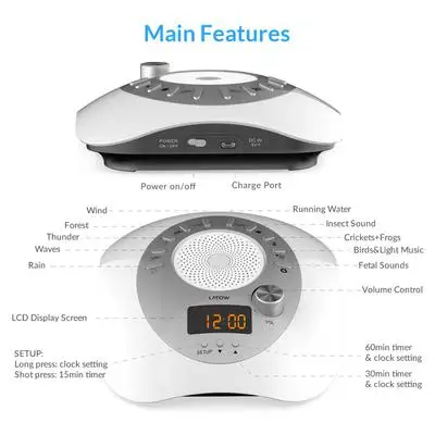 
portable white noise machine for baby Soother Sound Machine with Music and Tming Contro 