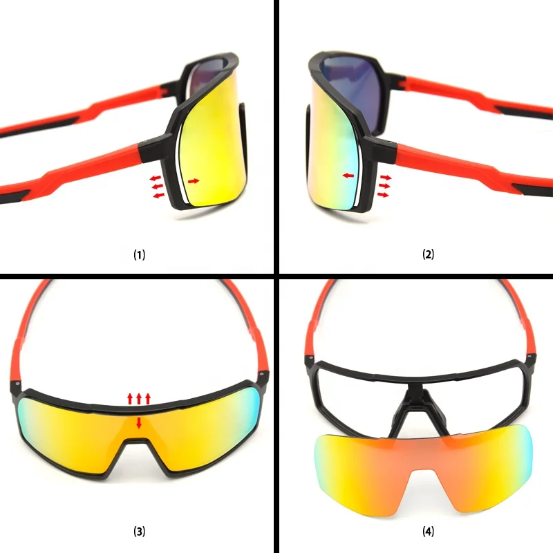 1 Lens Cycling Sunglasses Full Screen Bike eyewear Interchangeable PC lens  Unbreakable Lightweight Sports Glasses
