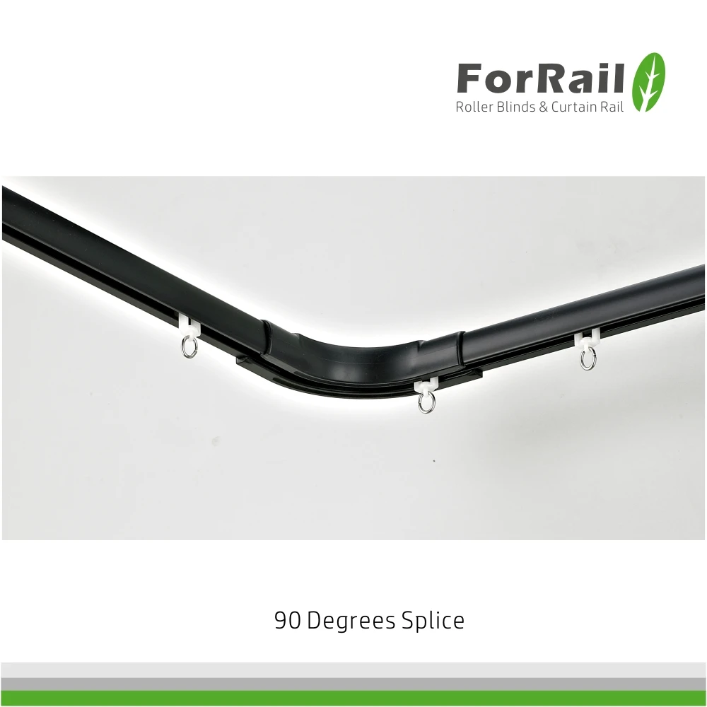 Curved curtain track and black curtain rail