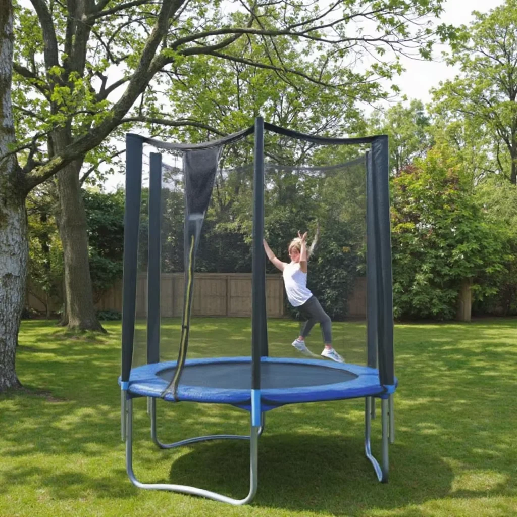 6ft Commercial Grade Foldable Fitness Trampoline Durable PVC Steel Guard Kids Adults Unisex Home Outdoor Sports Jumping