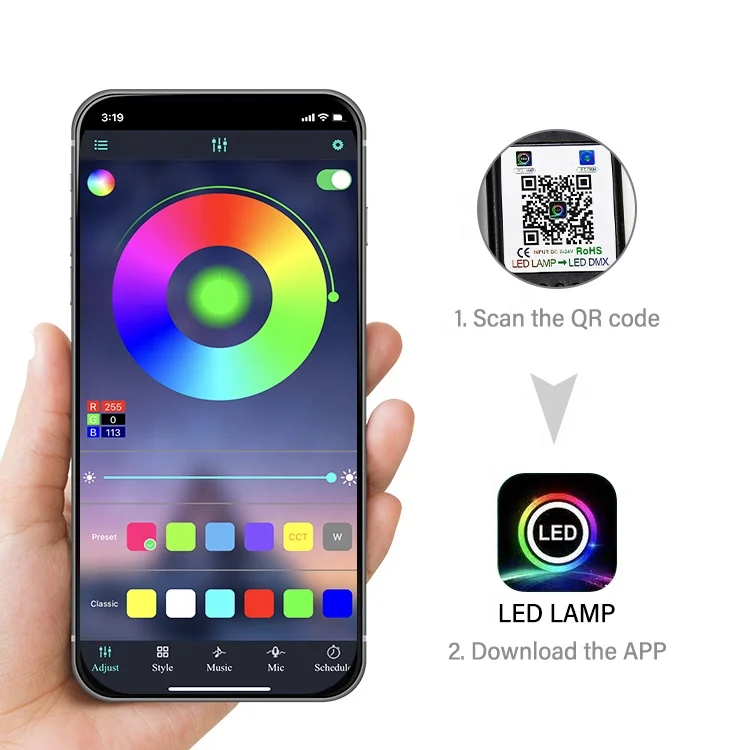 High Quality B T Auto 4pcs Car Interior Atmosphere Light App Music Control  RGB  48 LED Decoration Strip Lamp
