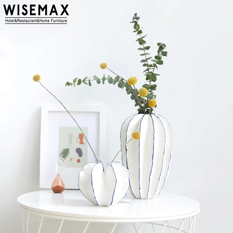 WISEMAX FURNITURE Nordic Home Furniture White Ceramic Simulation Fruit Tabletop Art Ornament Decoration Flower Vase Gardening