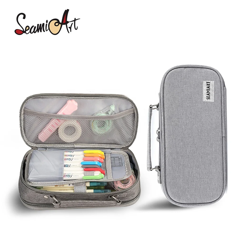 Online shopping big capacity pencil case large storage double layers pouch kids pencil bag for school