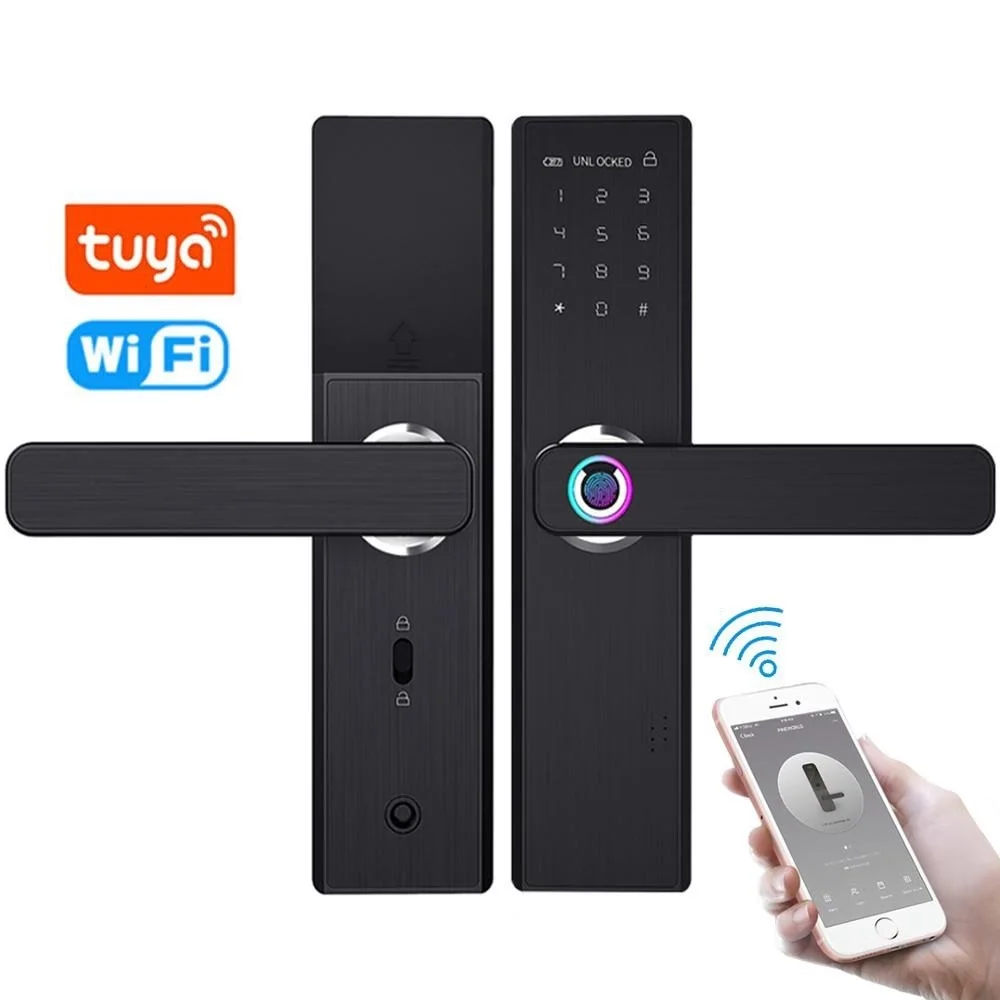 Electric Biometric Lock Aluminum Tuya App Door Lock Fingerprint Door Lock for Home