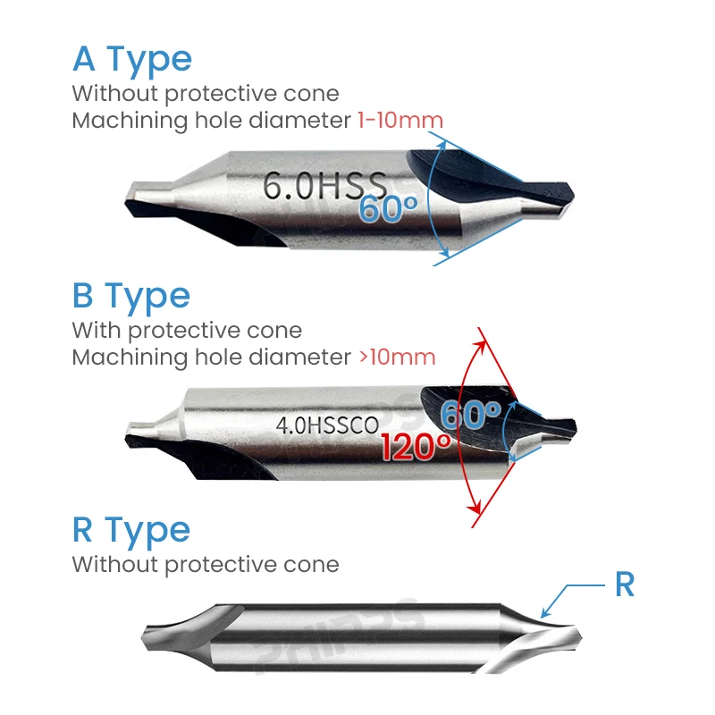 wholesale price DIN333 Type A 8mm 20mm CNC Carbide HSS M32 M2 6542 drilling center drill bits for metal drilling