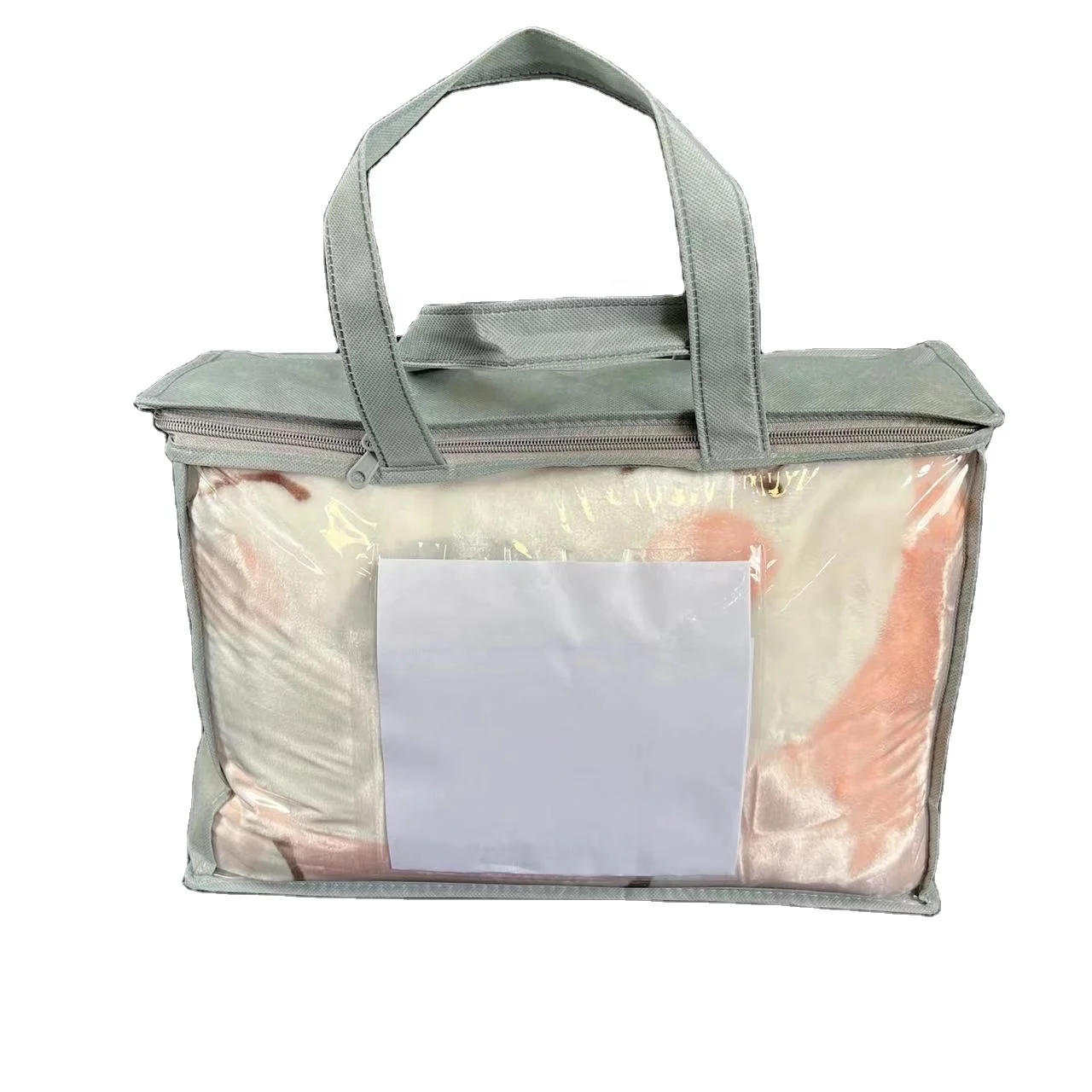 Non Woven and Pvc Bag with Zipper for Bedsheets for Sale
