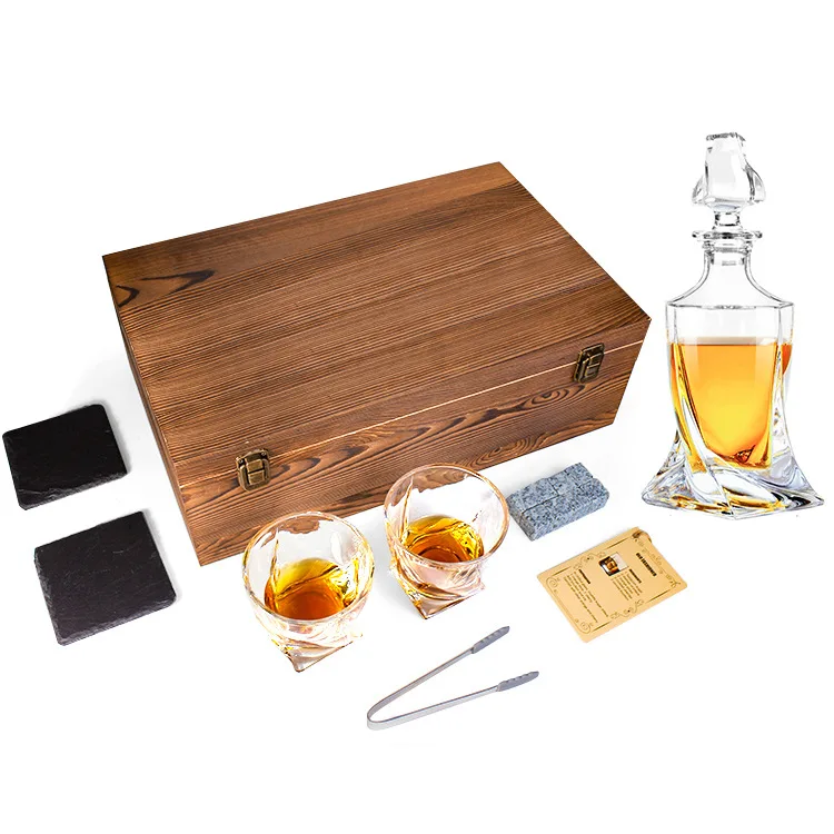 top selling Personalized Twist Whiskey glasses Decanter Set Gift Box for Men