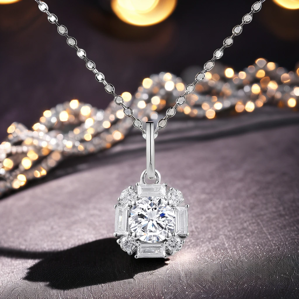 Grace Jewel Factory Direct Supply Accept Custom Classic Jewelry 925 Sterling Silver Necklace Moissanite Pendants For Women