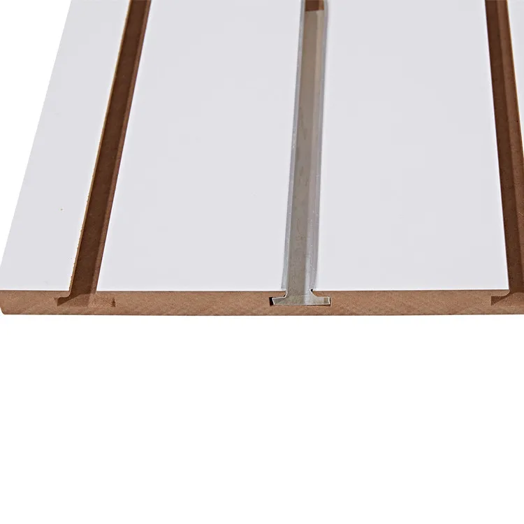 White Melamine Mdf Board Grooved Laminated Slotted Melamine Wall Panel For Hotel And Mall