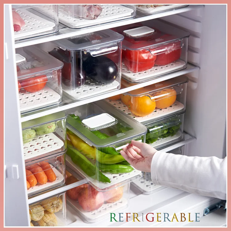 Hot Sale Wholesale Plastic Refrigerator Storage Box Transparent Fridge Drawer Organizer Stackable Refrigerator Organizer