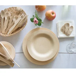Wholesale Bamboo Disposable Wooden Plate  for Food Custom Logo Food Grade Dish Set