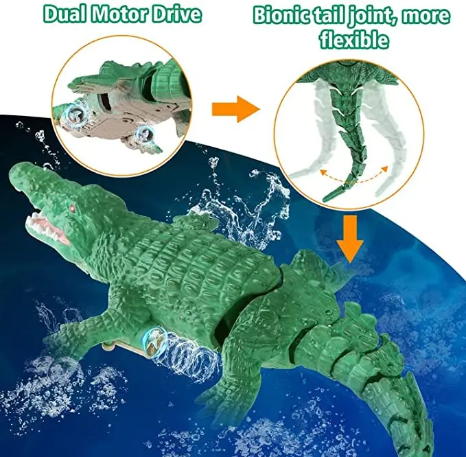 Chachi Toys Pool Bathtub 2.4Gz Realistic RC Remote Control Swimming Crocodile Swimming Toy for Kids 6 Years Old