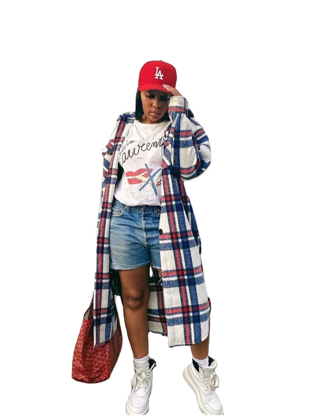 DLL9040 New Arrival spring coats plaid woman coat 2021 fashion design casual wear ladies long coats