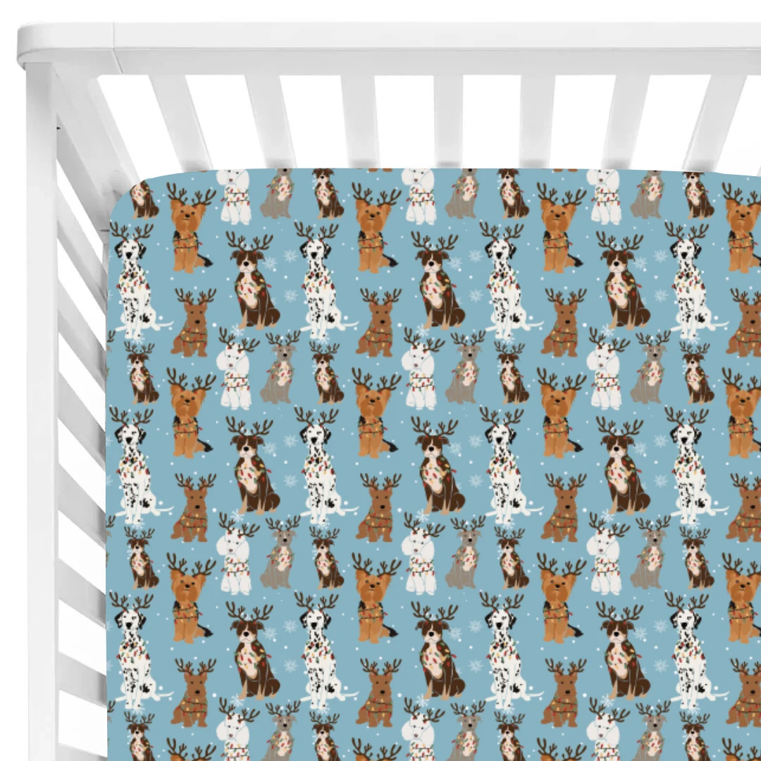 Qingli OEM Custom Factory Christmas Day Animals Print Winter Bedding 400tc Cotton Sheet Set Babies Multicolor Print Comfortable