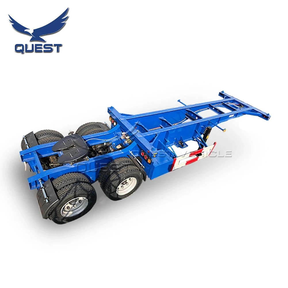 3 Axle 20ft+20ft skeleton Superlink Trailer 40 Ft Skeleton Tandem Trailer Container Semi Trailer