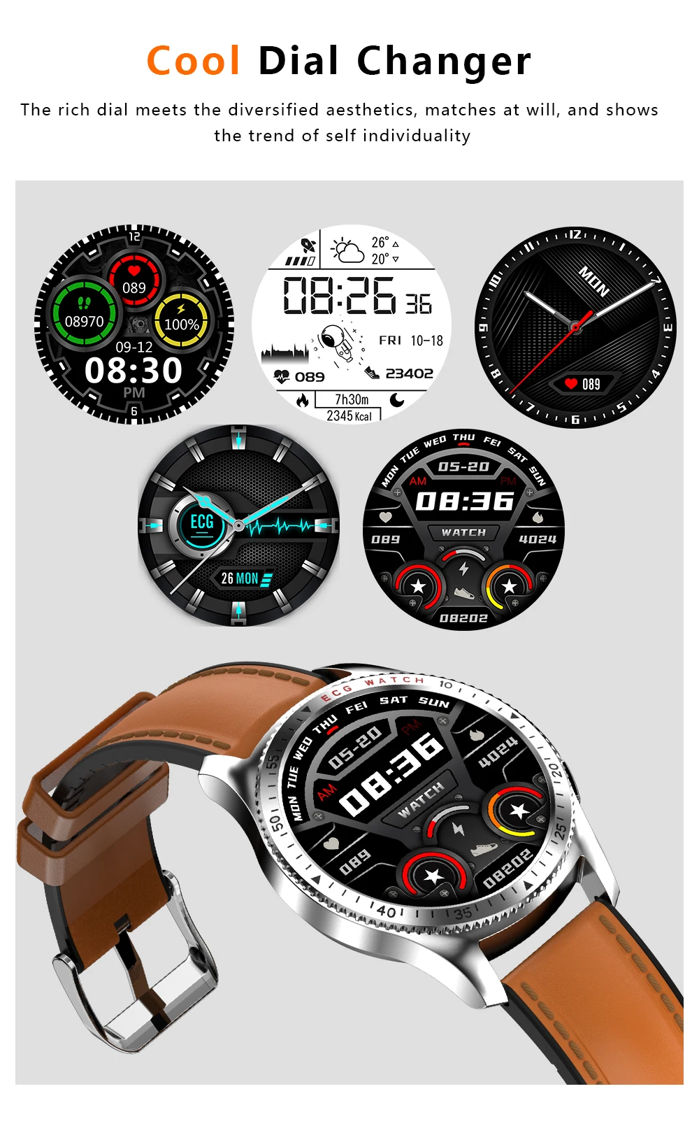  The new high-quality smart bracelet ECG heart rate sleep monitoring supports Facebook/Skype multi-function watch