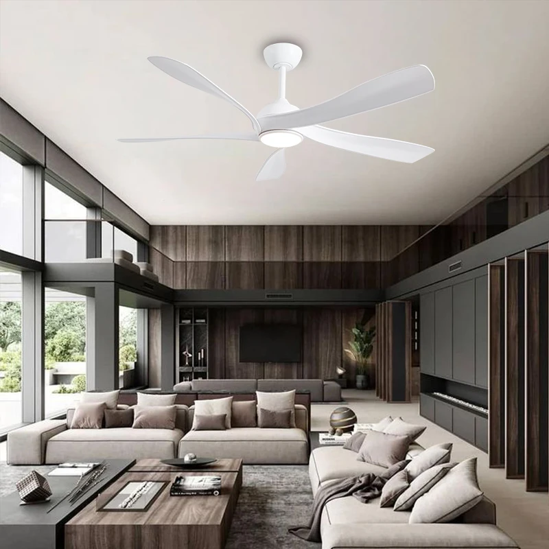 Amazon Hot Sale Decor Forward Reverse 5 Blades Ceiling Fan Lamps Led Hanging Fan Lights Remote Control Iron  56inch