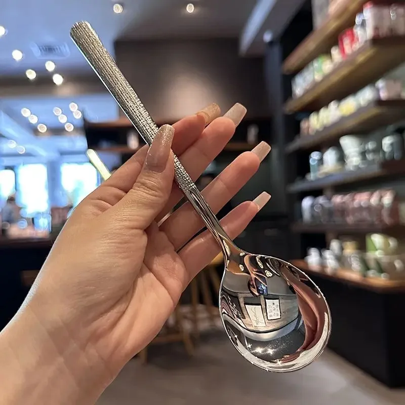 Hot selling japanese thickened long handle main meal spoon 304 stainless steel spoon chinese spoons for soup