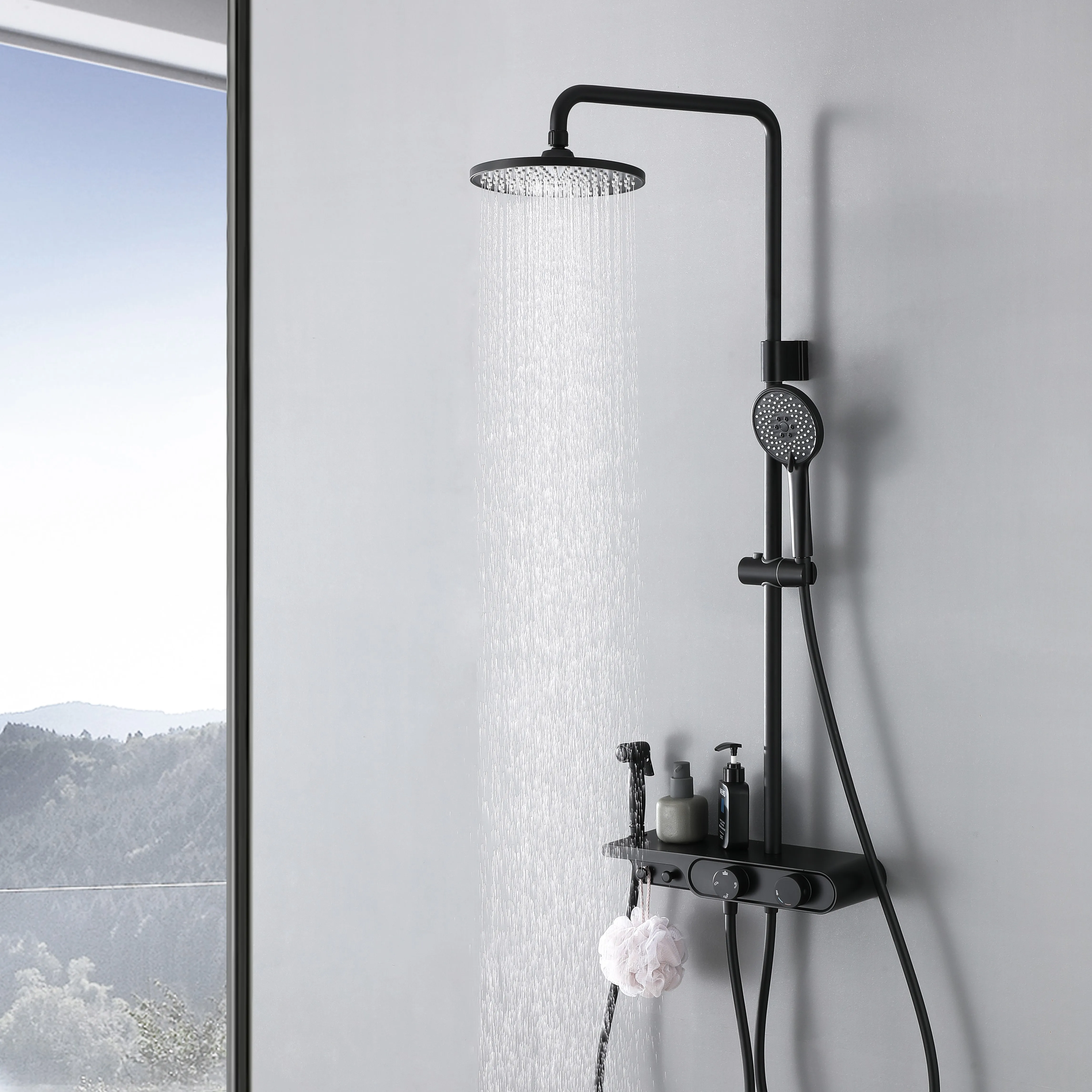 Luxury Smart Timer Powered Mixer Water Tap Thermostatic Digital Bath & Shower Faucet For Bathroom With Metallic Controller Set