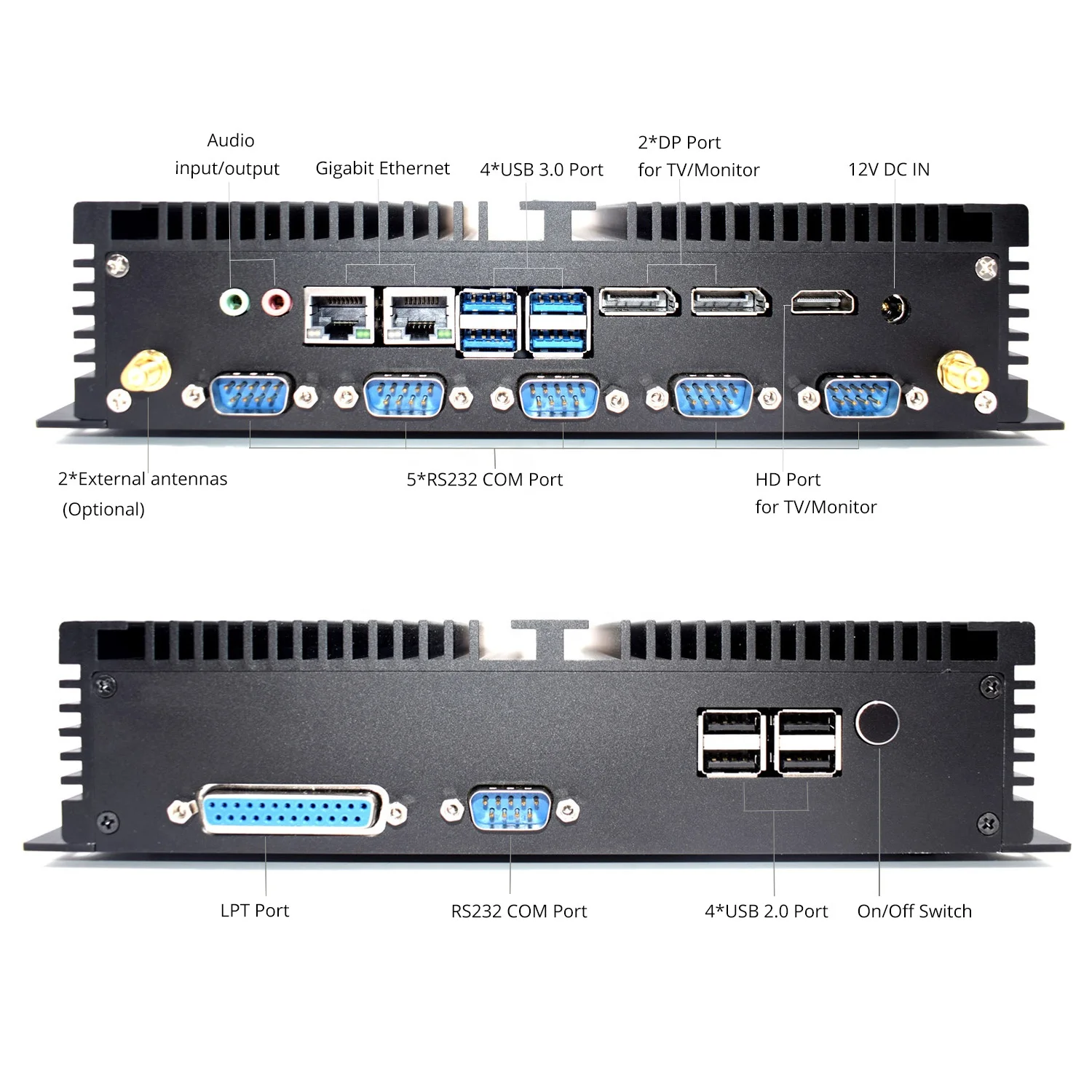 Wholesale ULTRA LOW POWER intel core i3 i5 i7 fanless mini pc 12V RS232 DDR4 dual lan ubuntu portable personal micro computer