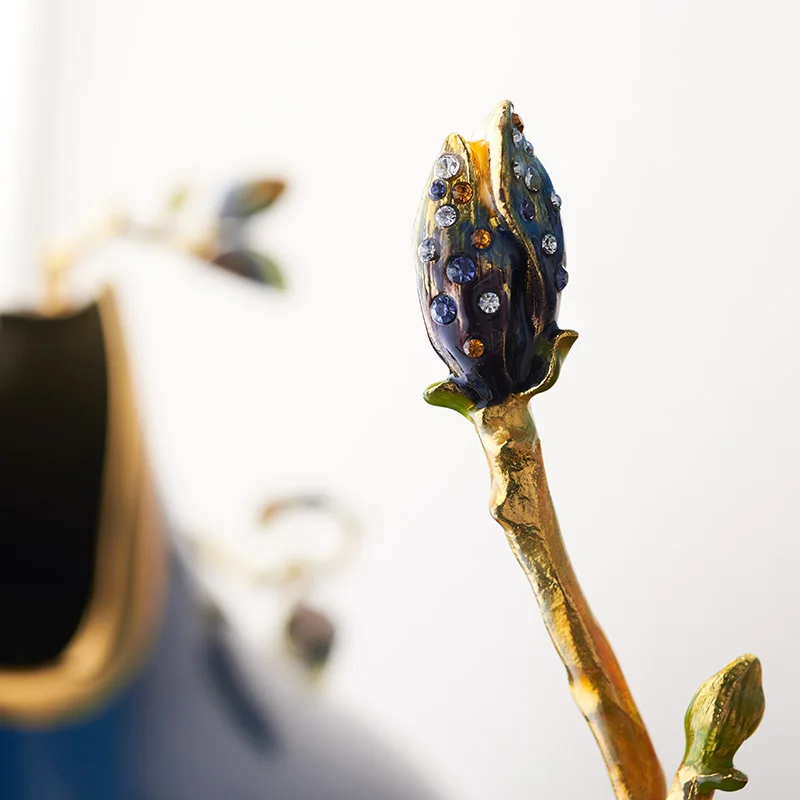 RORO Vase flower wholesale tabletop desk decorative ceramic porcelain blue round shape flower vase for living room office decors