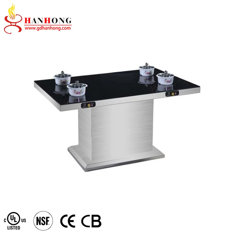 4-person square marble hot pot restaurant dining table