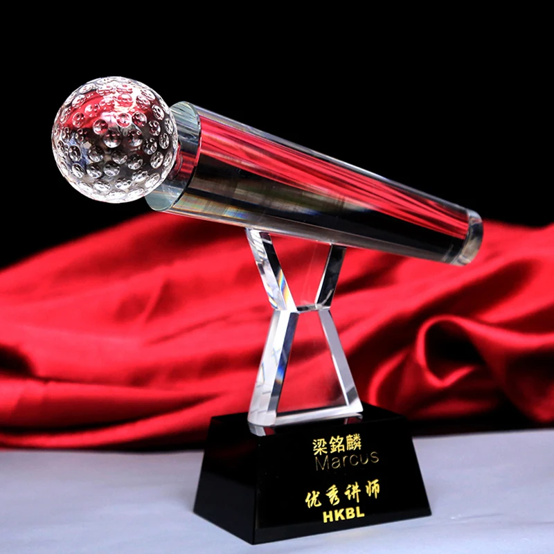 Personalized Glass Microphone Awards Crystal Singer Music Trophy Voice Contest for Talent Show Roving Award