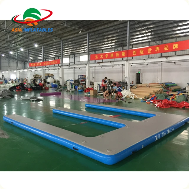 
Drop stitch material Teak inflatable platform floating pontoon, E shape inflatable jet ski dock 