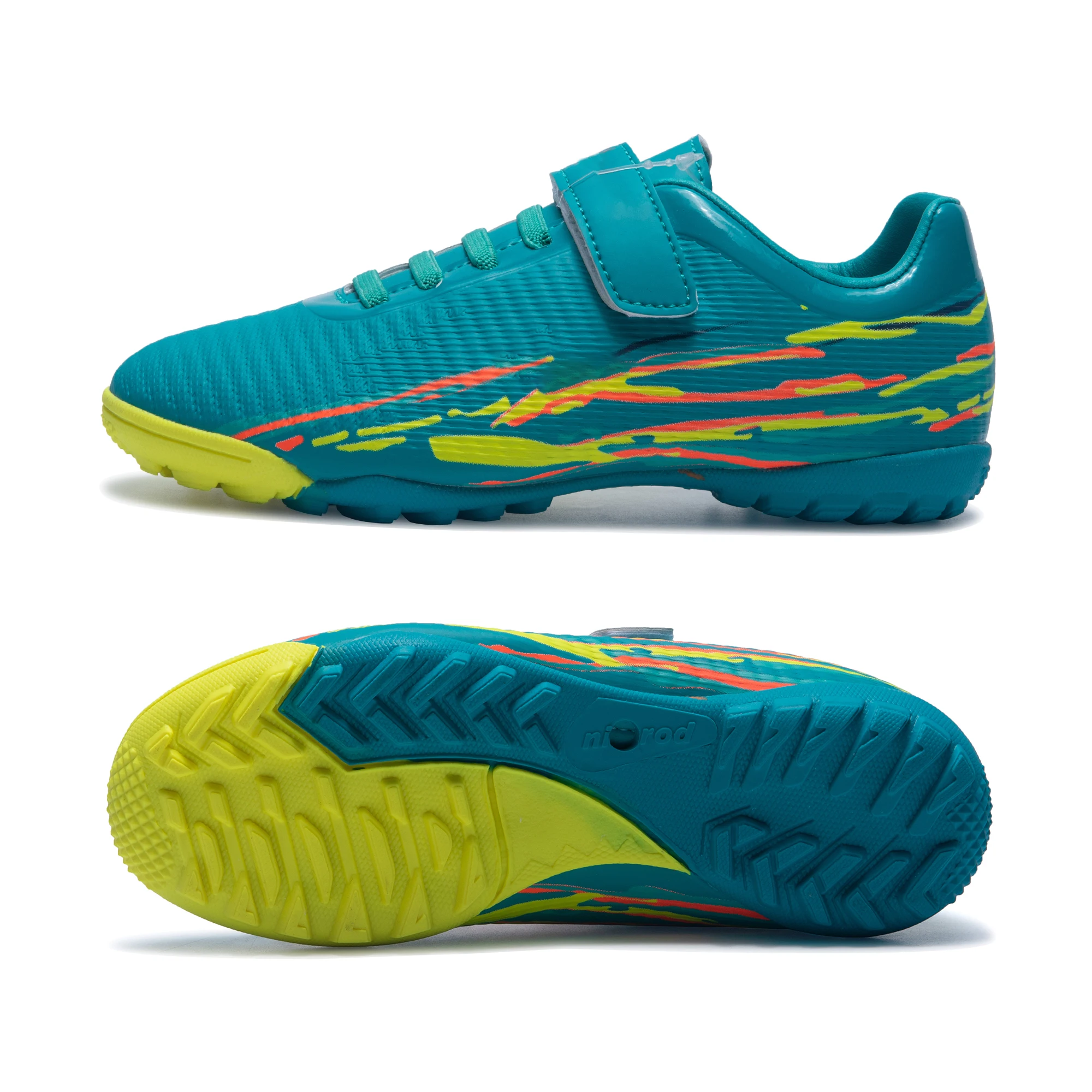 Luson Bruno J Tx 3 Fx Lightweight Velcro Green Soccer Shoes for Children Turf Field Friendly