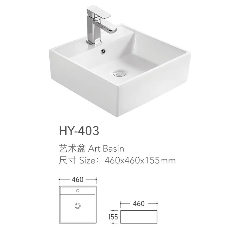 Factory Supply High Quality Single Tap Hole Countertop Washbasin Ceramic White Sink From China Manufacturer