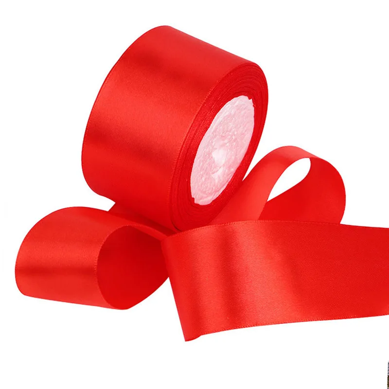 Оптовая продажа, простая полиэфирная атласная лента для упаковки подарков на день рождения