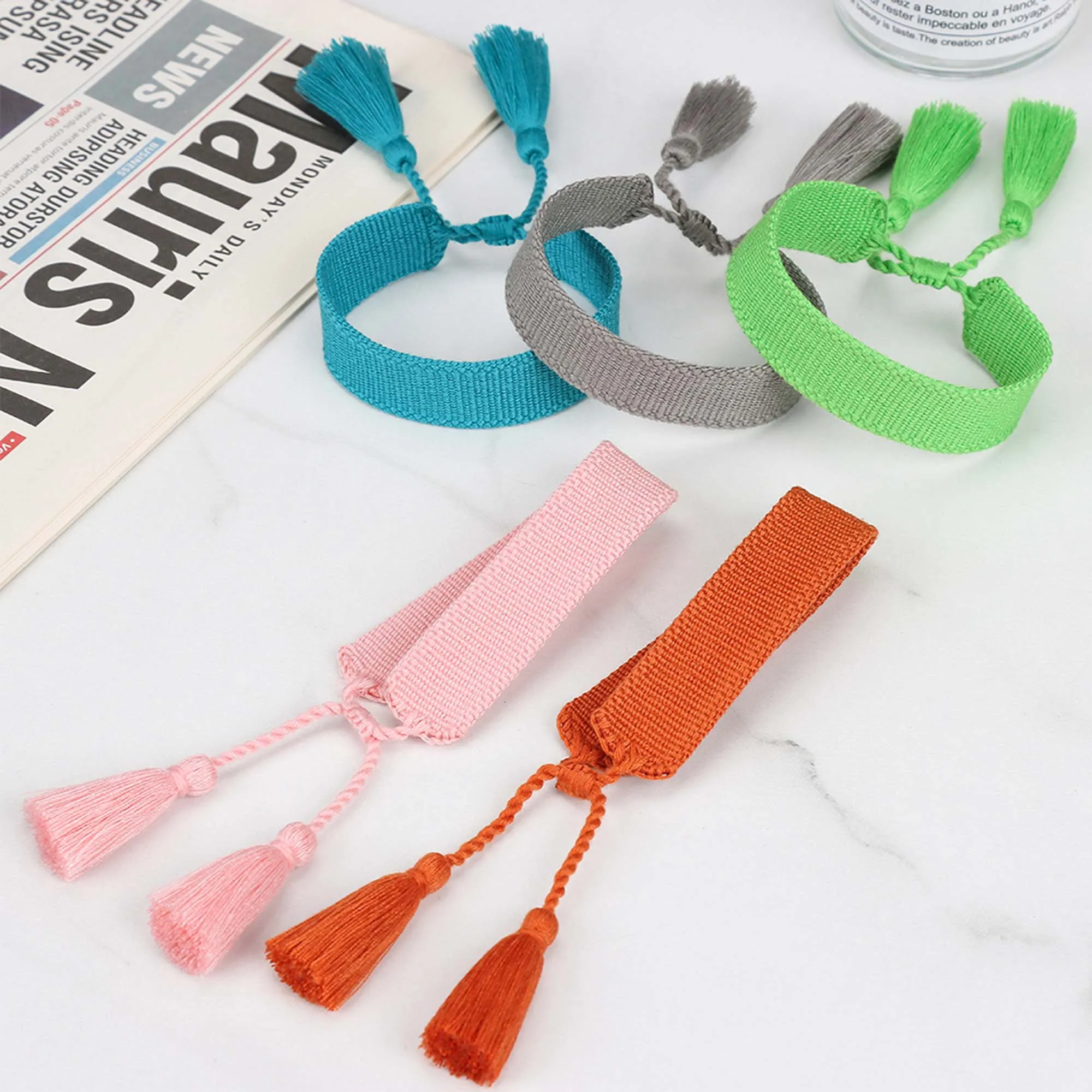 Pink Peacock Green Handmade Tassel Bracelet Friendship Braided Rope Adjustable Wristband for Women Gifts Boutique