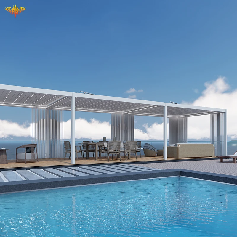 Outdoor Factory Supplying Modern New Design Aluminium Awning Gazebos Pergola with led light custom aluminium pergola