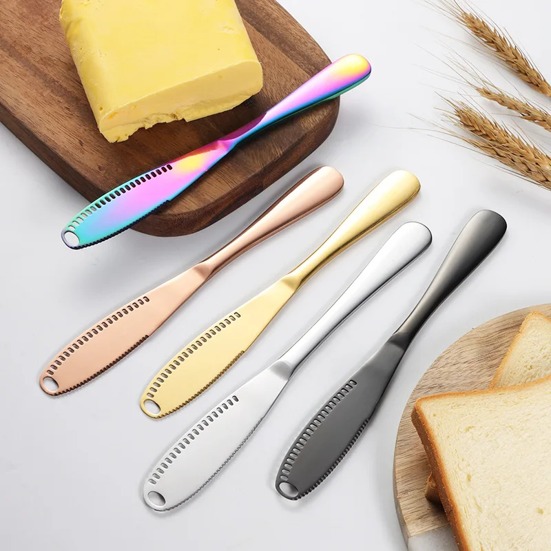 Hot Sale Stainless Steel Butter Knife Gold Silverware Cutlery Set Kitchen 3 in 1 Jam Peanut Butter Knife