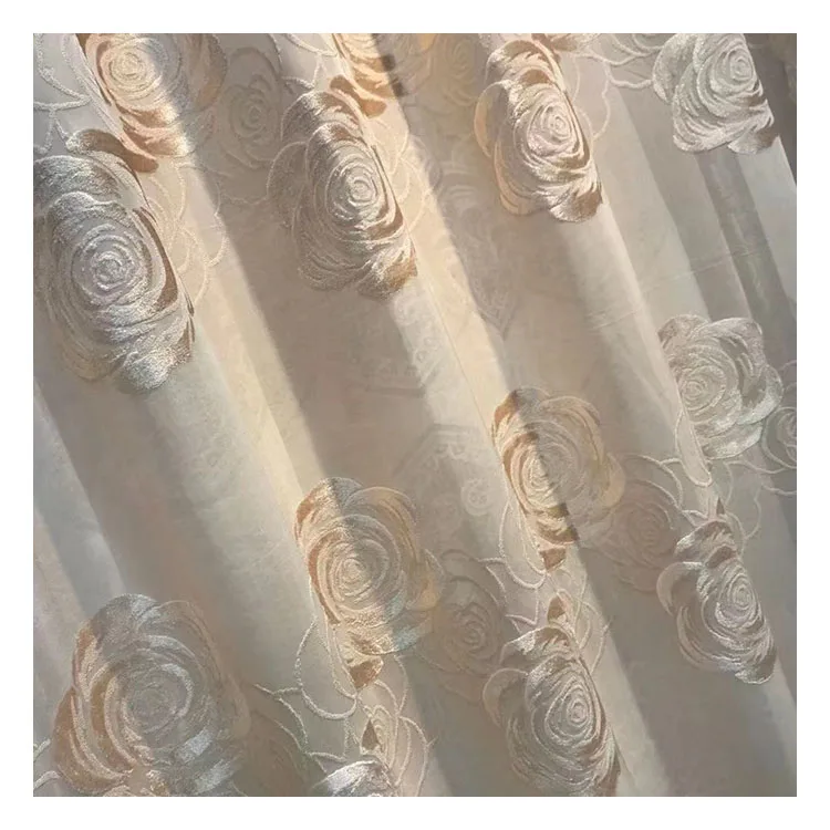 floral jacquard warp knit fabric curtains sheer for the living room home fabric